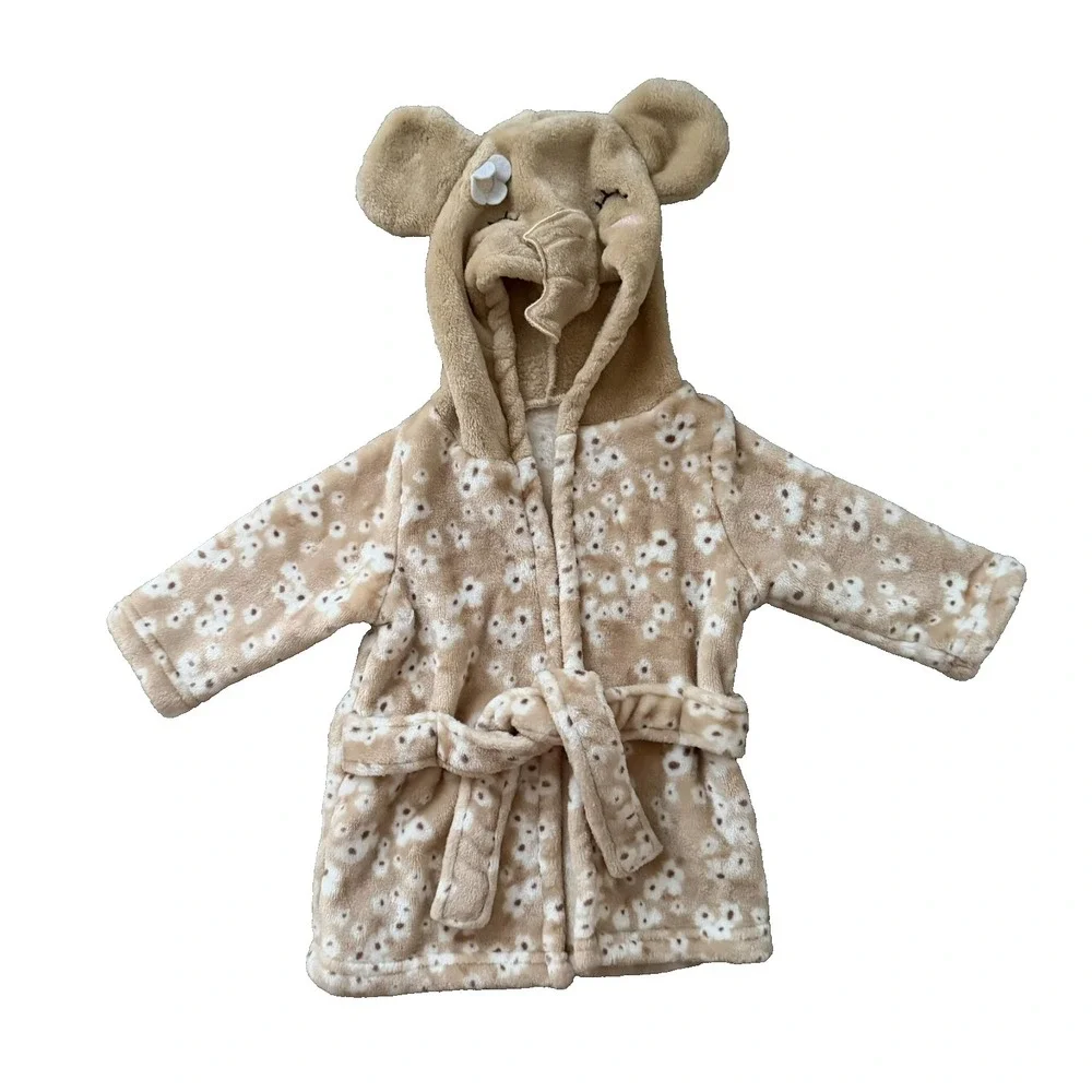 NWOT Elephant Ultra Soft Baby Bath Robe Size 0-6 Months‎ Tan